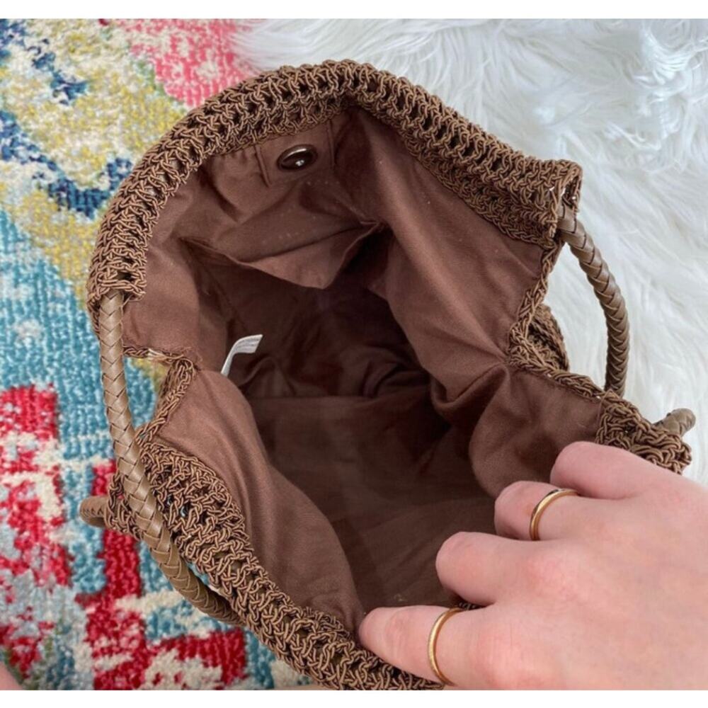 Vintage No Brand Neutral Brown Boho Knit Shoulder Bag Purse - Picture 5 of 5
